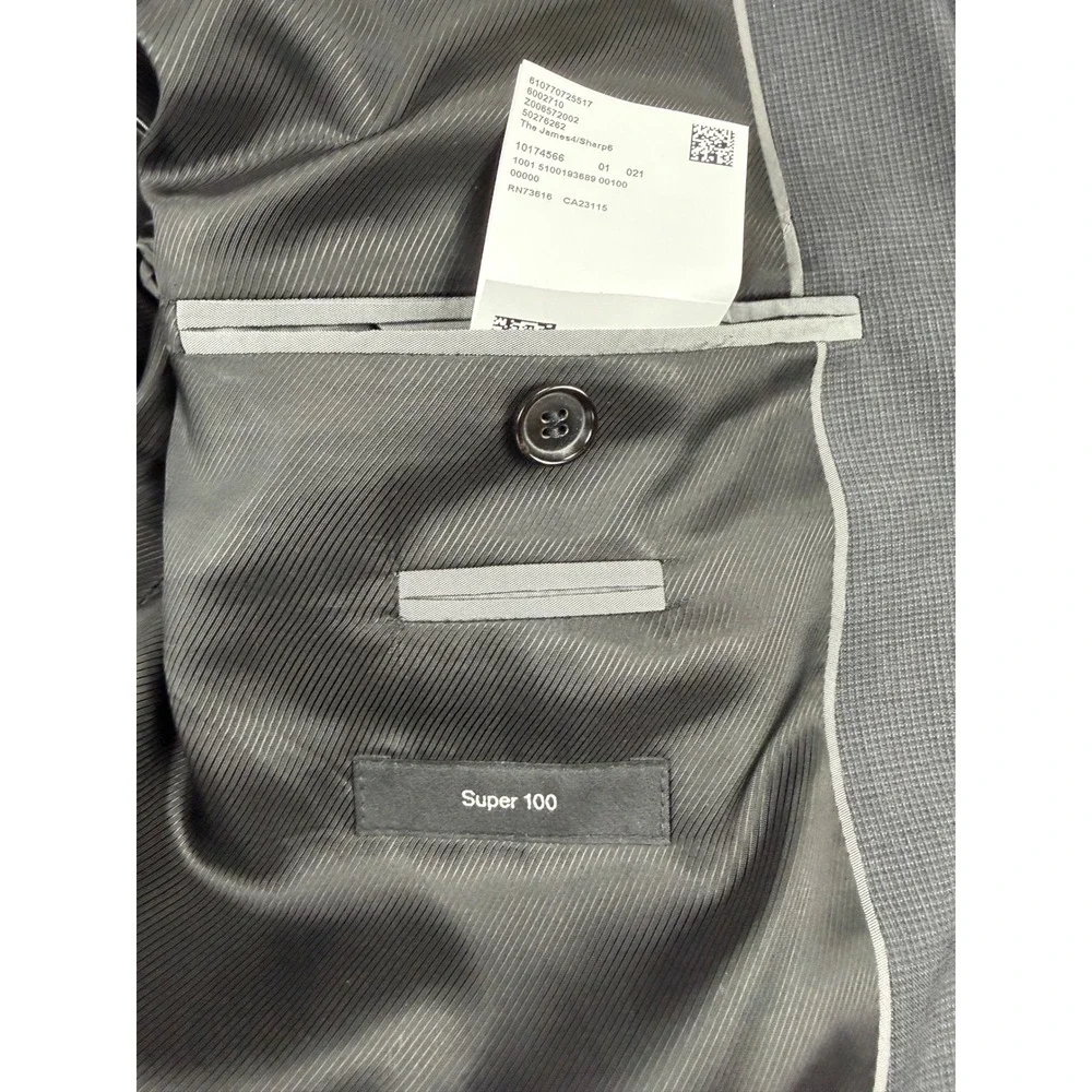 Hugo Boss Hugo Boss James4/Sharp6 Super 100 Grey Virgin Wool Blazer Mens US 42R